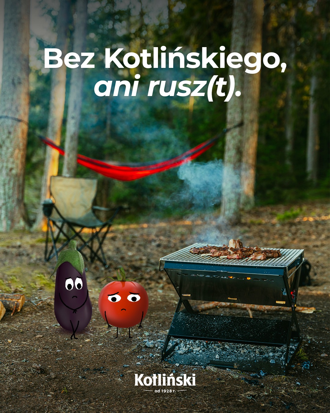 Kiedy ruszasz w drogę, na piknik, nad wodę czy na działkę, jedna zasada jest święta – Bez Kotlińskiego, ani rusz(t) 🚷

Bez niego, żaden grill nie będzie kompletny.